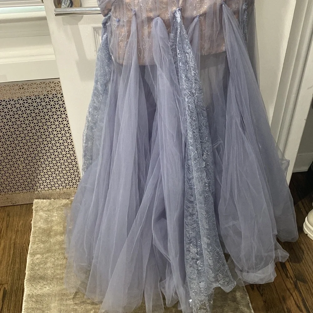 Tarik Ediz 96043 Illusion Long Sleeve Lace Bodice Tulle Mermaid Gown - Picture 6 of 12
